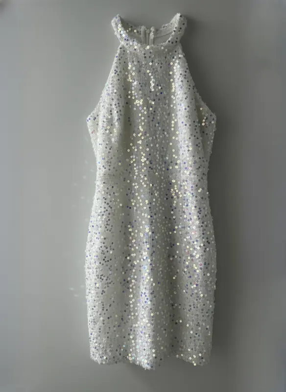 Vestido lentejuelas blanco talla M