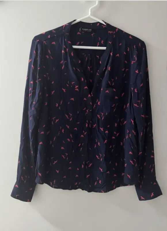 Blusa manga larga estampado aves marca MANGO talla  S
