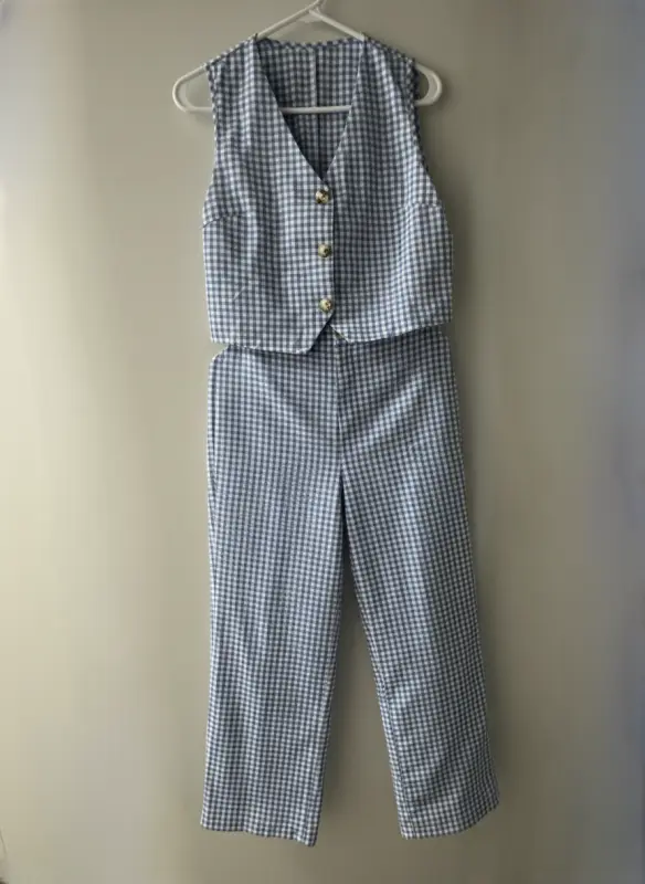 Conjunto chaleco y pantalón de cuadros talla M