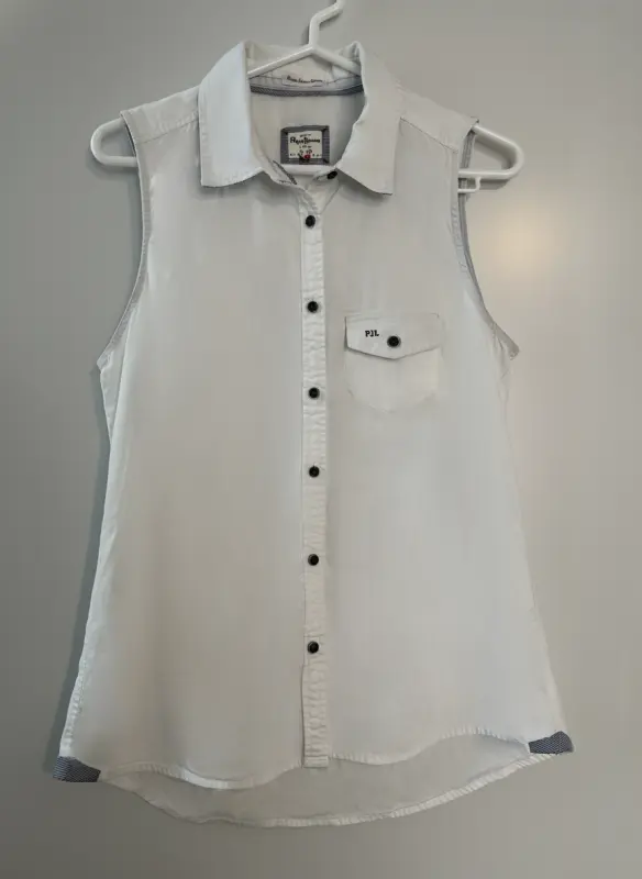Blusa manga cero blanco marca pepe jeans talla M
